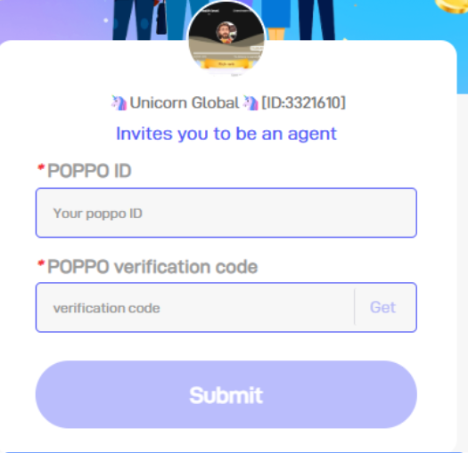 Poppo sub agent - enter poppo id